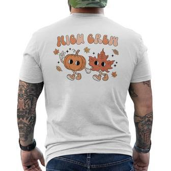Retro Nicu Crew Nurse Thanksgiving Pumpkin Fall Leaves Men's T-shirt Back Print - Seseable