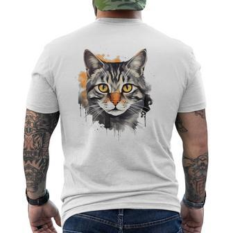 Retro Style European Shorthair Cat Men's T-shirt Back Print | Mazezy
