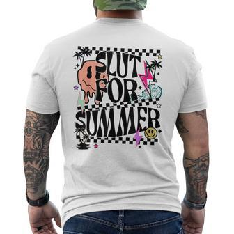 Retro Summer Slut For Summer Cute Vacation Checkered Mens Back Print T-shirt | Mazezy