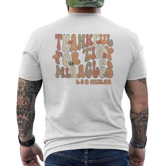 Retro Thankful For Tiny Miracles Thanksgiving Labor Delivery Men's T-shirt Back Print - Thegiftio UK