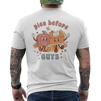 Retro Thanksgiving Pies Before Guys Vintage Pumpkin Pie Men's T-shirt Back Print - Seseable