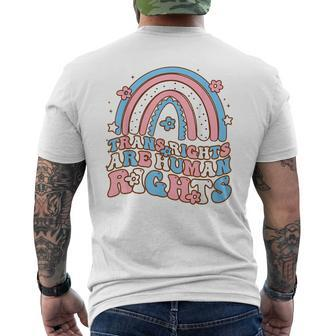 Retro Trans Rights Are Human Rights Conming Out Day Mens Back Print T-shirt - Thegiftio UK
