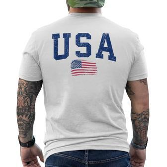 Retro Usa With Flag Of The United States 4Th Of July Mens Back Print T-shirt - Seseable