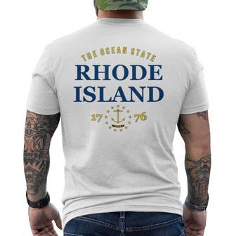 Rhode Island Pride State Flag Native Ocean State Mens Back Print T-shirt | Mazezy