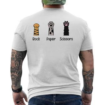 Rock Paper Scissors Hand Game Cute Paw Cat Men's T-shirt Back Print - Seseable
