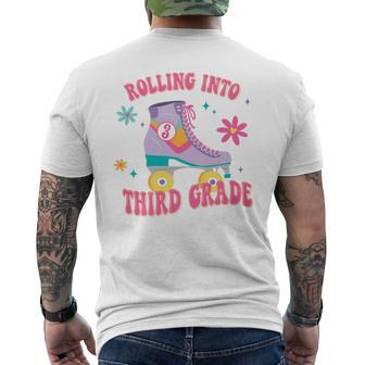 Rolling Into Third Grade First Day Of School Retro Groovy Mens Back Print T-shirt | Mazezy