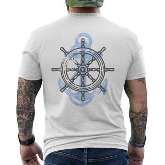 Rudder Anchor Sring Wheel Sailing Boat North Maritime Mens Back Print T-shirt | Mazezy