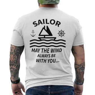 Sailor Design Ocean Anchor Sring Wheel Sail Mens Back Print T-shirt | Mazezy
