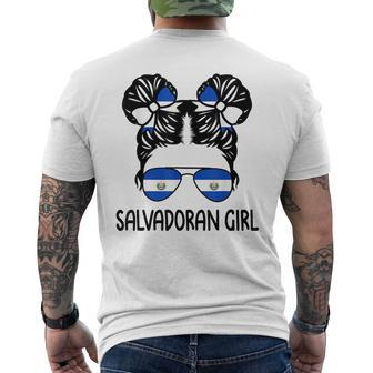 Salvadoran Girl Messy Hair El Salvador Pride Patriotic Kids Mens Back Print T-shirt - Seseable