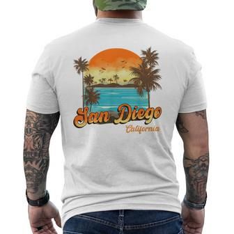 San Diego Beach Summer Vacation Sunset Palm Trees San Diego Funny Gifts Mens Back Print T-shirt | Mazezy