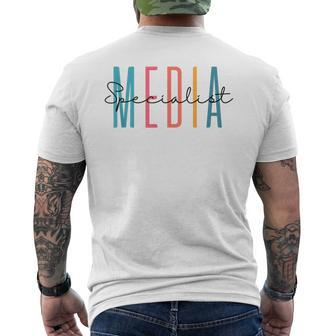 School Librarian Library Squad Media Specialist Mens Back Print T-shirt - Seseable