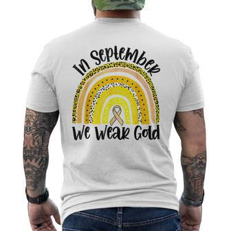 In September We Wear Gold Childhood Cancer Awareness Men's T-shirt Back Print - Seseable