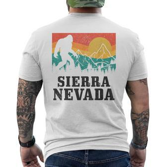 Sierra Nevada Bigfoot California Mountains Vintage Hiking Mens Back Print T-shirt | Mazezy