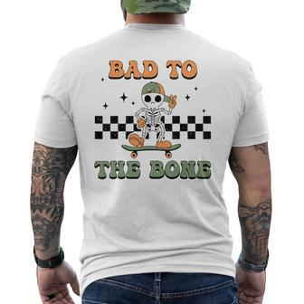 Skeleton Halloween Skateboard Bad To The Bone Toddler Boy Men's T-shirt Back Print - Seseable