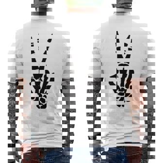 Skeleton Hand Peace Sign Bones Pocket Halloween Skeleton Halloween Men's T-shirt Back Print | Mazezy