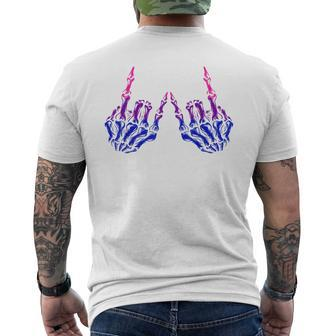 Skeleton Rock Hand Lgbt-Q Cool Bisexual Pride Color Bi Flag Mens Back Print T-shirt | Mazezy