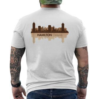 Skyline Of Hamilton Ontario | Canada Pride Skyline Mens Back Print T-shirt | Mazezy