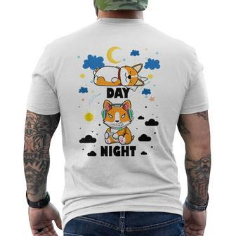 Sleep All Day Play Games All Night Dog Night Corgi Pc Gamer Mens Back Print T-shirt | Mazezy