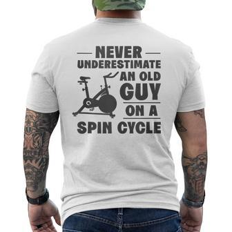 Spinning Class Never Underestimate An Old Guy Spin Men's T-shirt Back Print - Monsterry UK