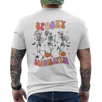 Spooky Sonographer Skeleton Halloween Costumes Men's T-shirt Back Print | Mazezy