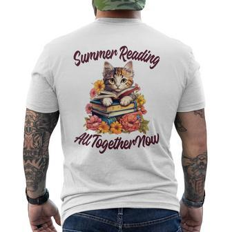 Summer Reading All Together 2023 Cat Books Now Library Mens Back Print T-shirt | Mazezy