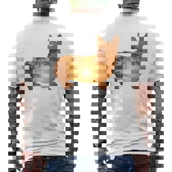 Summer Sunset Beach - Dog Silhouette Corgi Mens Back Print T-shirt | Mazezy