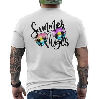 Summer Vibes Sunglasses Palm Tree Beach Sunshine Summer Trip Mens Back Print T-shirt | Mazezy