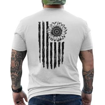 Sunflower Flag Hippie Sun Flower Usa 4Th July Love Nature Mens Back Print T-shirt | Mazezy