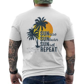 Sunrise Sunburn Sunset Repeat Funny Vacation Beach Vacation Funny Gifts Mens Back Print T-shirt | Mazezy