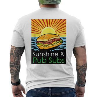 Sunshine And Pub Subs Cute Beach Lover Sunset Men's T-shirt Back Print | Mazezy