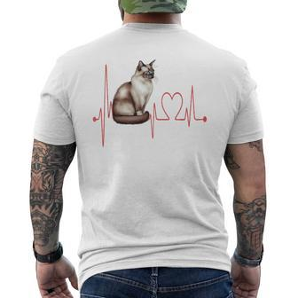 Suphalak Cat Heartbeat Ekg Cats Lover & Owner Men's T-shirt Back Print | Mazezy