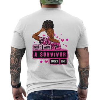 This Is What A Survivor Looks Like Black Woman Breast Cancer Men's T-shirt Back Print - Monsterry