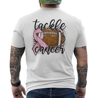 Tackle Breast Cancer Leopard Football Pink Ribbon Awareness Men's T-shirt Back Print - Seseable