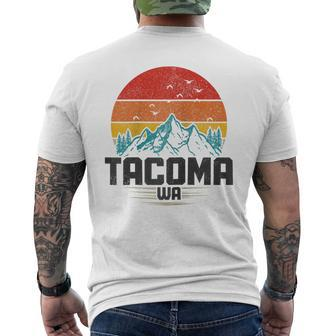 Tacoma Washington Wa Vintage Mountains Pnw Pride Mens Back Print T-shirt | Mazezy
