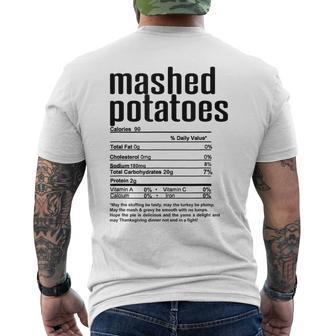 Thanksgiving Christmas Mashed Potatoes Nutritional Facts Men's T-shirt Back Print - Seseable