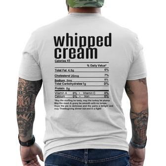 Thanksgiving Christmas Whipped Cream Nutritional Facts Men's T-shirt Back Print | Seseable UK