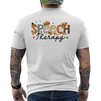Thanksgiving Speech Therapy Thankful Slp Turkey Speechie Men's T-shirt Back Print - Thegiftio UK