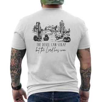 The Devil Can Scrap But The Lord Has Won Western Cowboy Mens Back Print T-shirt | Mazezy