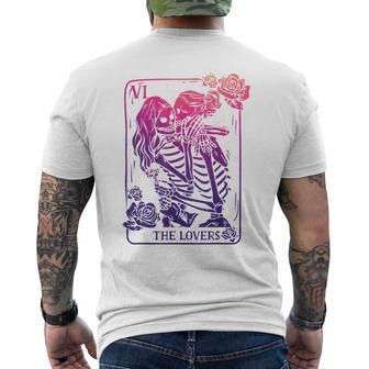 The Lovers Tarot Card Occult Goth Bi Pride Gothic Kissing Mens Back Print T-shirt | Mazezy
