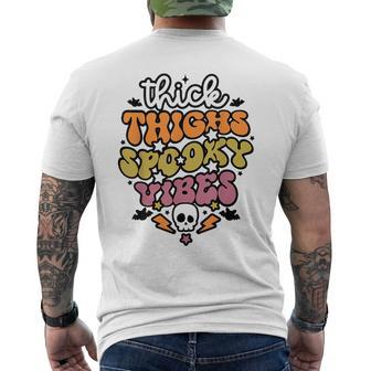 Thick Thighs And Spooky Vibes Retro Vintage Halloween Halloween Funny Gifts Mens Back Print T-shirt | Mazezy