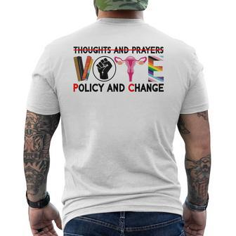 Thoughts And Prayers Vote Policy And Change Equality Rights Mens Back Print T-shirt - Seseable