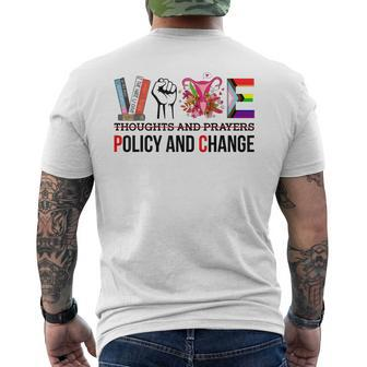 Thoughts And Prayers Vote Policy And Change Equality Rights Mens Back Print T-shirt | Mazezy