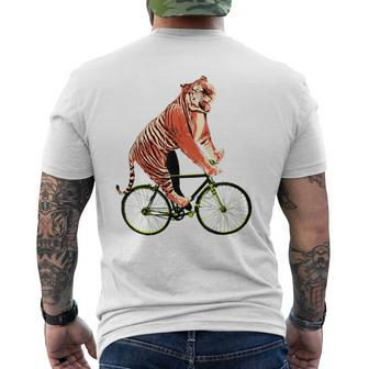 Tiger Riding Bicycle Tiger For A Cyclist Men's T-shirt Back Print | Mazezy