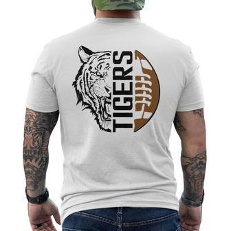 Tigers Swash School Spirit Orange Black Football Sports Fan Men's T-shirt Back Print | Mazezy