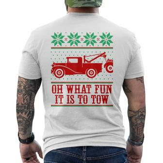Tow Truck Driver Christmas -Oh What Fun It Is To Tow Men's T-shirt Back Print | Mazezy