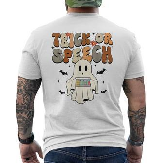 Trick Or Speech Halloween Speech Language Pathologist Slp Men's T-shirt Back Print - Seseable