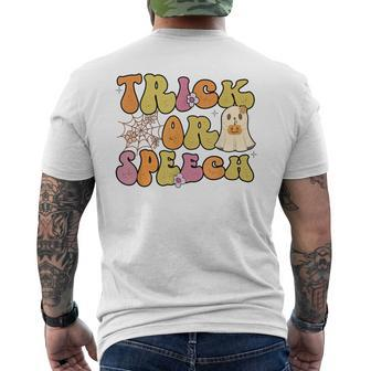 Trick Or Speech Therapy Slp Halloween Speech Pathology Men's T-shirt Back Print | Mazezy DE