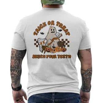 Trick Or Treat Brush Your Th Halloween Spooky Dentist Mens Back Print T-shirt | Mazezy