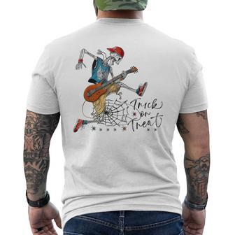 Trick Or Treat Skeleton Guitar Guy Rock Band Halloween Men's T-shirt Back Print | Mazezy AU