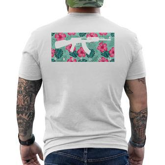 Tropical Gun Lover Firearm Beach Hawaiian Aloha Ak47 Men's T-shirt Back Print | Mazezy CA